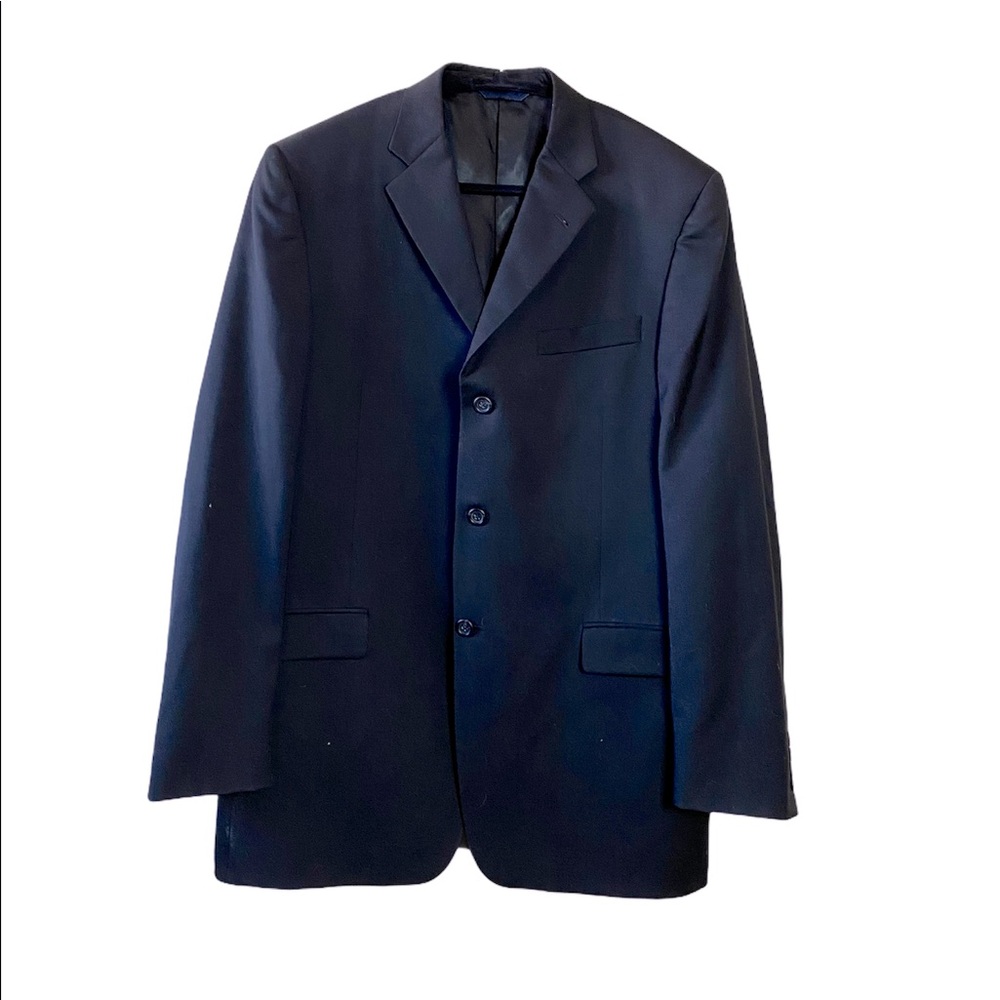 Burberry London Black Wool Three Button Blazer Size 43L